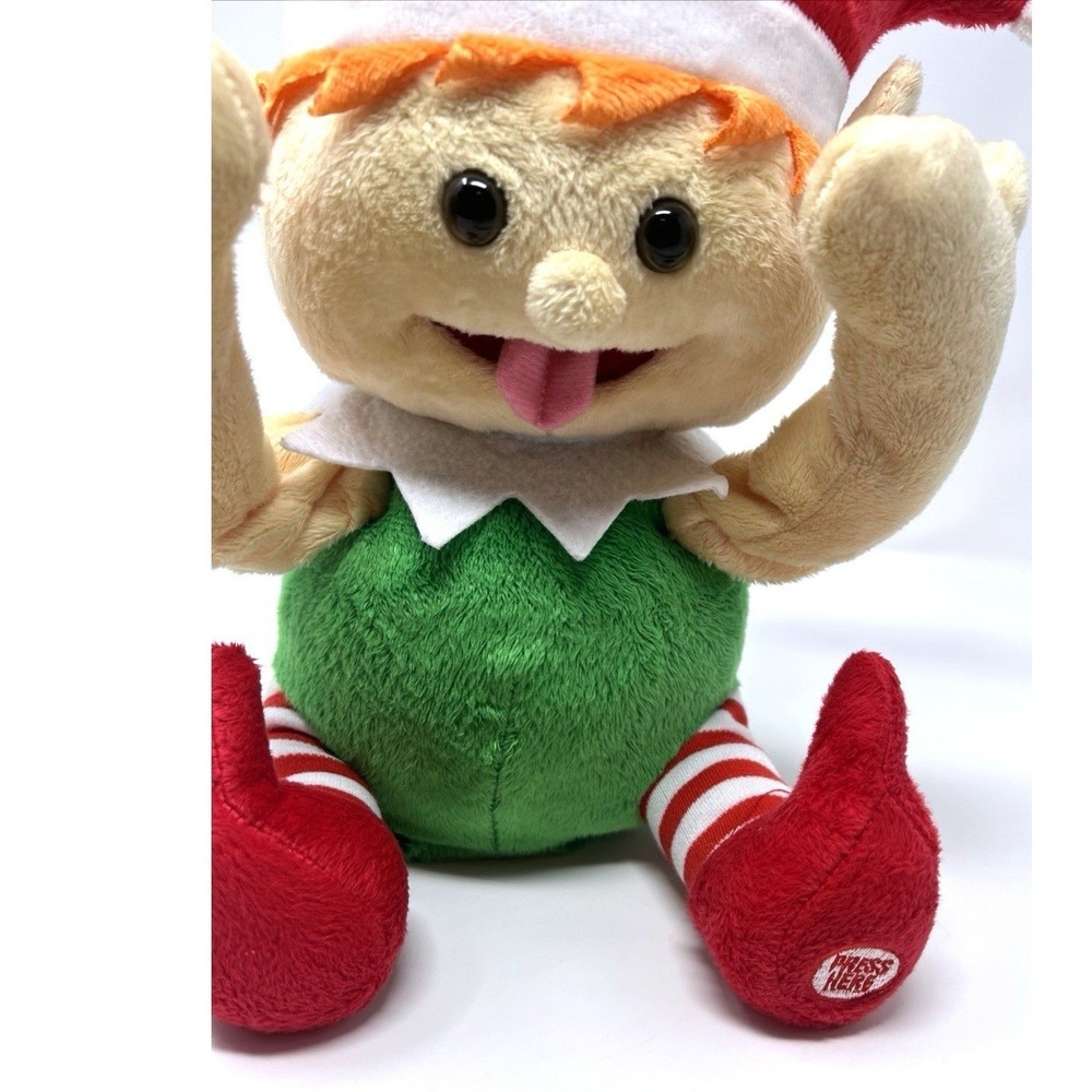 Animated Funny Face Elf Plush‎ Christmas Toy Doll Sticks Tongue Out Giggles Intl